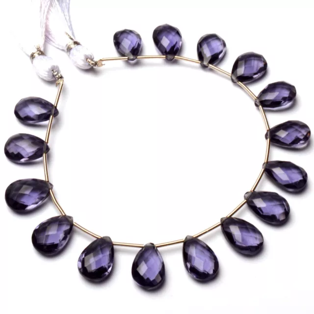 Iolite Color Quartz 14x9 mm Size Faceted Pear Shape Briolette Beads 7" Strand