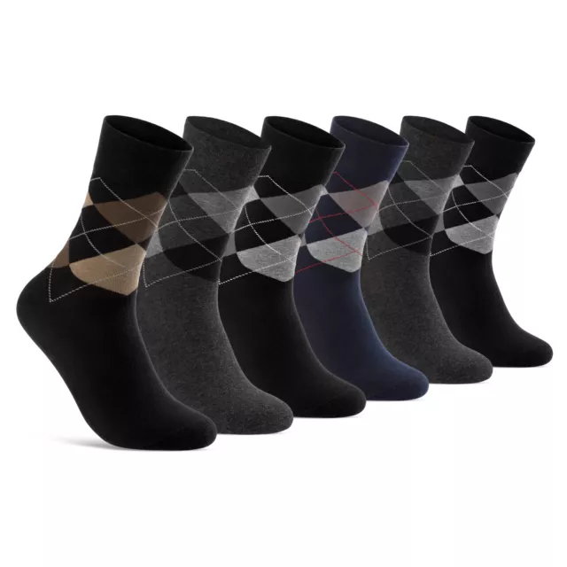 6 | 12 Paar Socken mit Komfortbund ohne Naht Kariert Karo Herren Damen Baumwolle