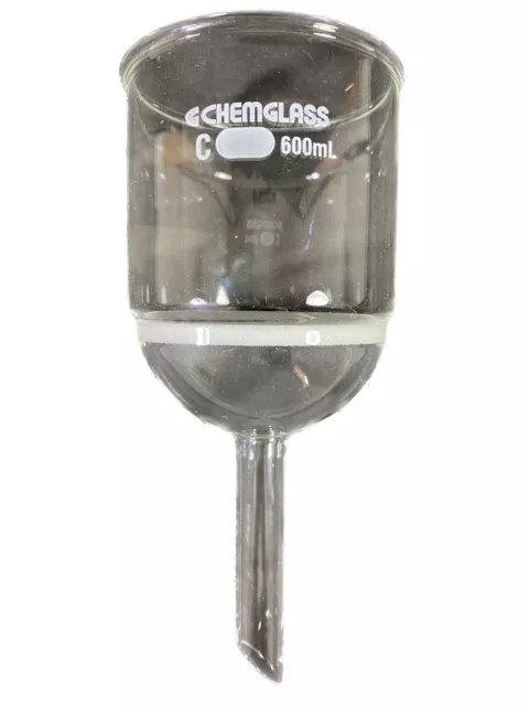 CHEMGLASS 600mL Buchner Filter Funnel With Coarse Fritted Disc CG-1402-26