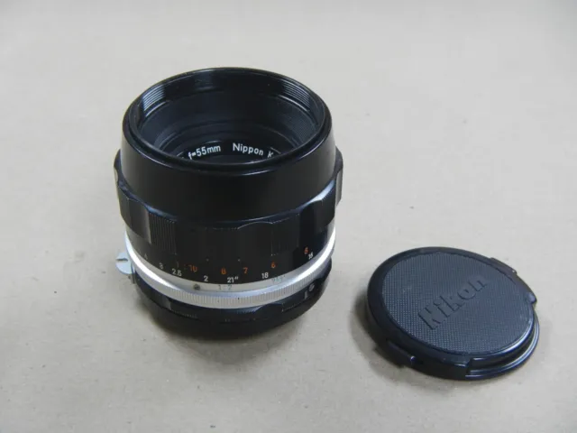 Nice old Nikon Micro-Nikkor Auto 55mm F/3.5 Non-Ai Lens for F Mount w/ front cap