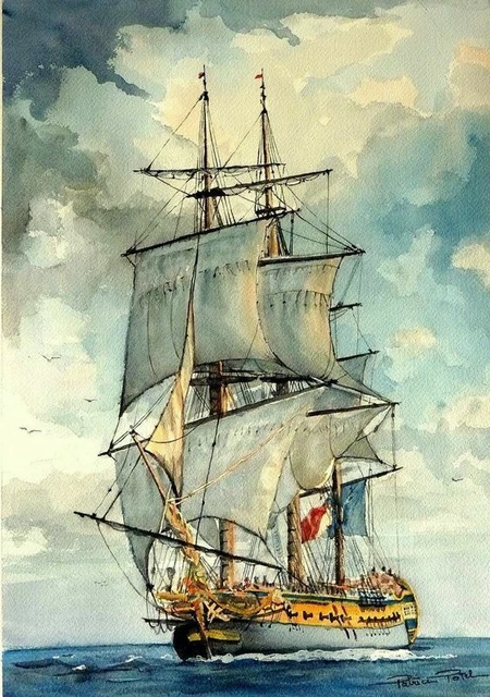 toile tableaux bateau navire voilier ancien 50x70 cm