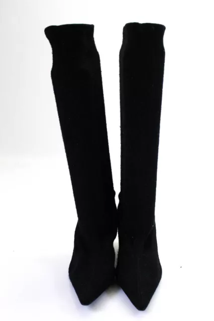 Casadei Womens Stiletto Pointed Toe Wool Knee High Boots Black Size 9 2