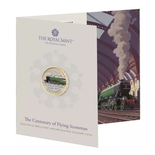 Royal Mint Official The Centenary of Flying Scotsman 2023 UK £2 BUNC Colour Coin