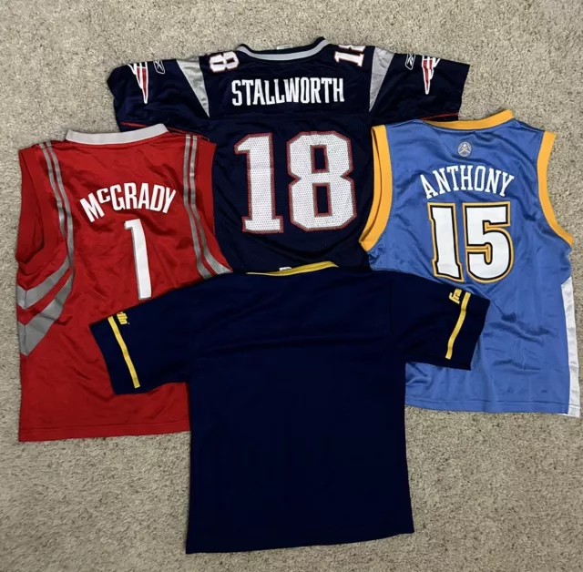 Lot of 4 Youth Jerseys NBA Rockets Nuggets Patriots NFL  | ALL Youth Med