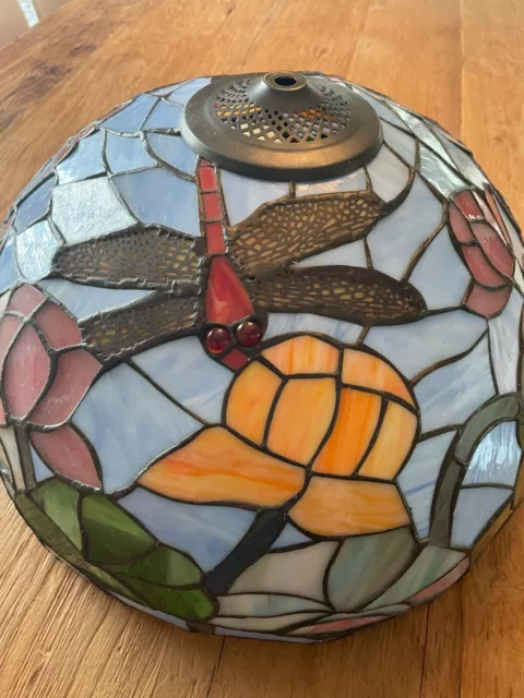 Dragonfly Tiffany Style Stained Glass Lamp Shade Table Floor or Hanging 16"