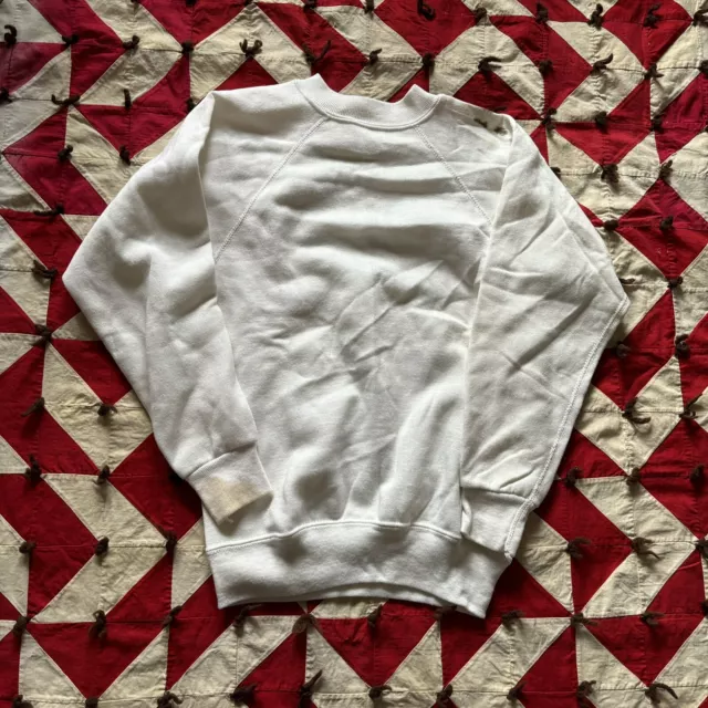 Vintage Fruit Of The Look White Crewneck Youth Large Irregular As Is 60s 70s