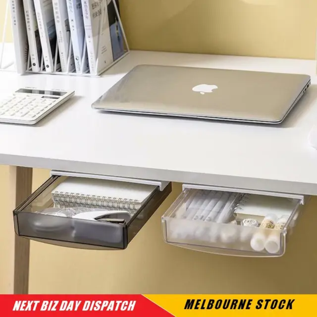 Self-adhesive Plastic Drawer Organizer Stationery Storage Box Hidden Under Table