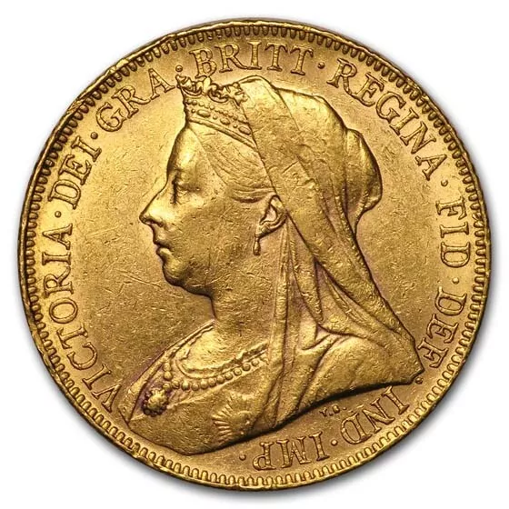 1900 Great Britain Gold Sovereign Victoria Veil Head AU