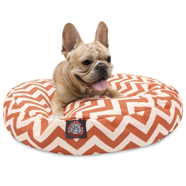 Burnt Orange Chevron Small Round Indoor Outdoor Pet Dog Bed