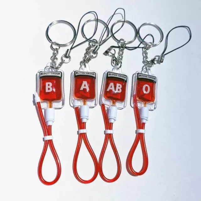 Creative Blood Type Keyring a B O AB RH Car Key Holder Blood Bag Keychain