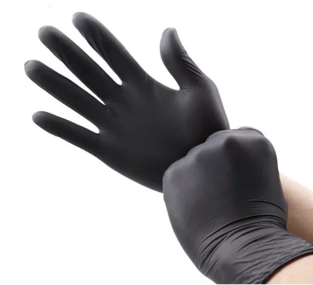 100 Guantes Desechables de nitrilo negro Sin Látex, sin Polvo, talla media 3