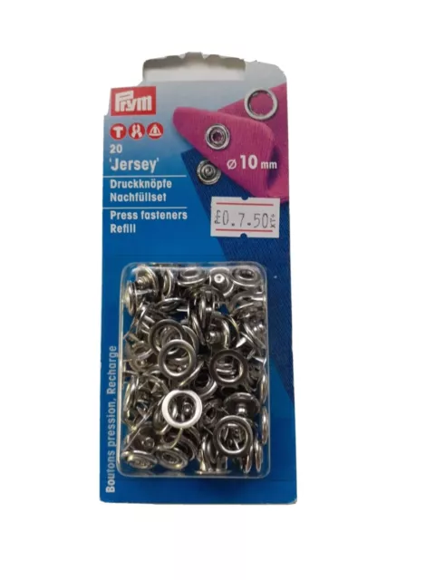 Prym 390 106 snap fasteners refill. Set of 20 press fasteners.  10 mm.  Jersey.