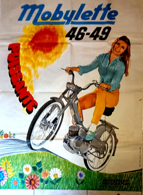 Grande Affiche Originale Motobécane - Pub Magasin 1981 - Vintage Mobylette