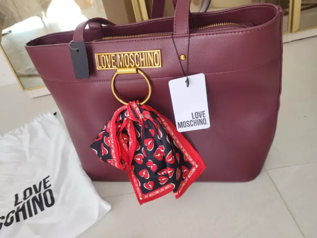 Love Moschino Tasche, Shopper, Schultertasche Bordeaux Bordo Gold NEU