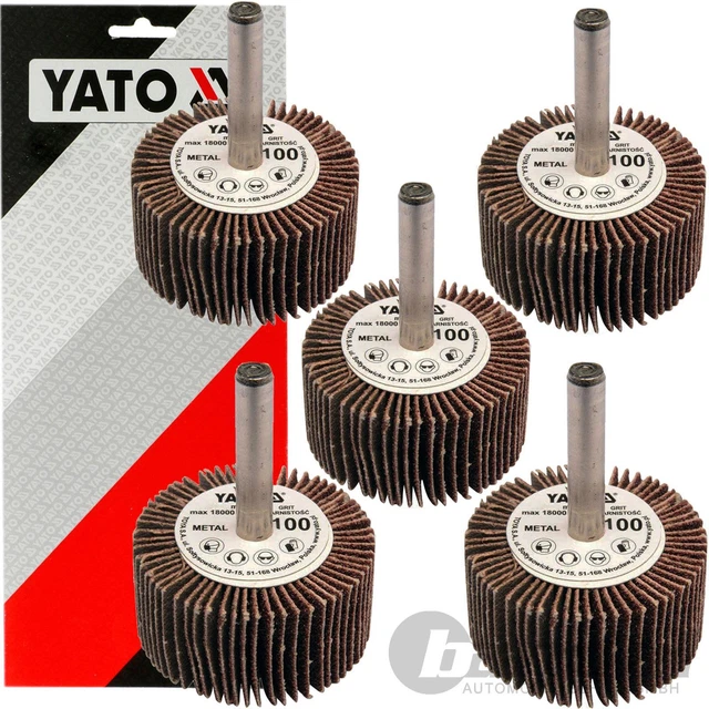 5x YATO LAMELLEN FÄCHERSCHLEIFER Ø40mm SCHLEIFPAPIER SCHLEIFMOP SCHLEIFSTIFT K80