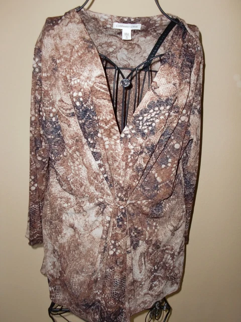 Women's"COLDWATER CREEK"Animal Prints Empire Waist Blouse size S. Super Cute!