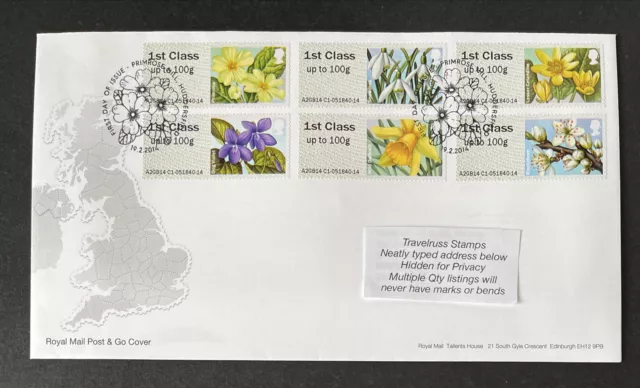 Gb 2014 Fdc Post & Go Flora Spring Flowers With Primrose Hill Pmk -Free Uk P&P