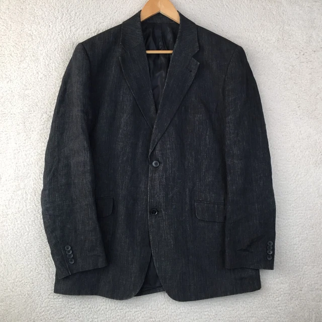 Blazer John Rocha design di lusso grigio antracite lino normale da uomo taglia 40R