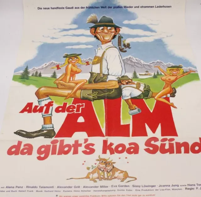 Auf der Alm da gibts koa Sünd Altes Erotik Film Kino Poster A1 Plakat GEFALTET 2