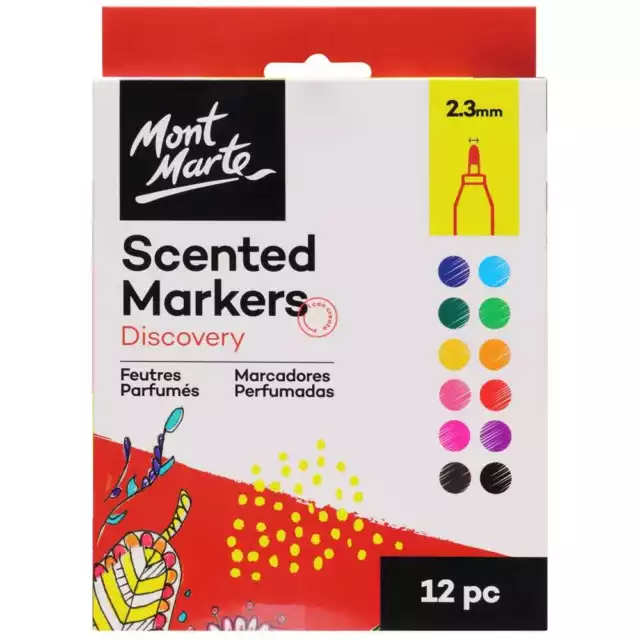 MONT MARTE Scented Markers 12 Piece Marcadores Perfumados 2.3mm set smelly art