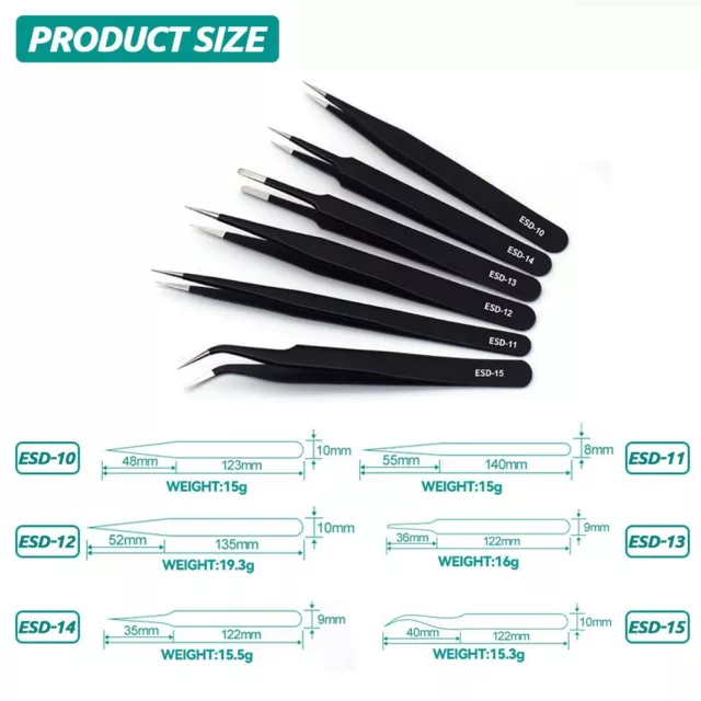 Anti-Static Tweezers in Stainless Steel For Precision Work Pinces Antistatique 2