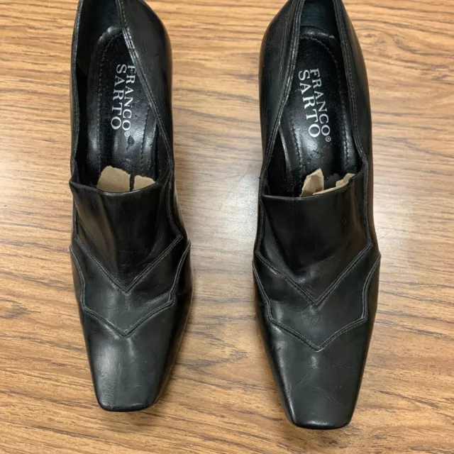 Franco Sarto Black Leather Heels 7