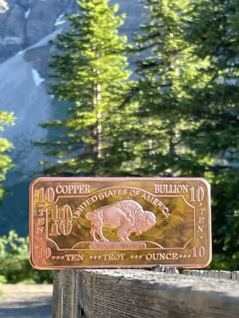 10 oz Copper Bar - American Buffalo CMC Mint - 10 Troy Ounces (311g) Fine Copper