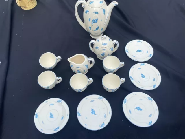 Hotta Yu Shoten & Co Hand Painted Blue Leaf Print Set 14(total)