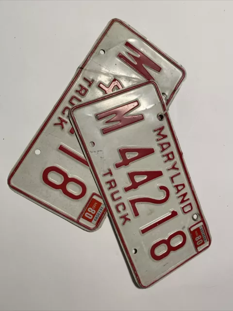 1980’s Matched Pair Of Maryland ￼ truck license plates M