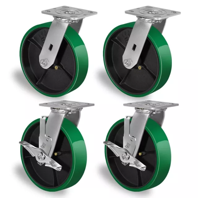 8"X 2" Heavy Duty Casters - Polyurethane Caster with Capacity up to 1500-6000 LB