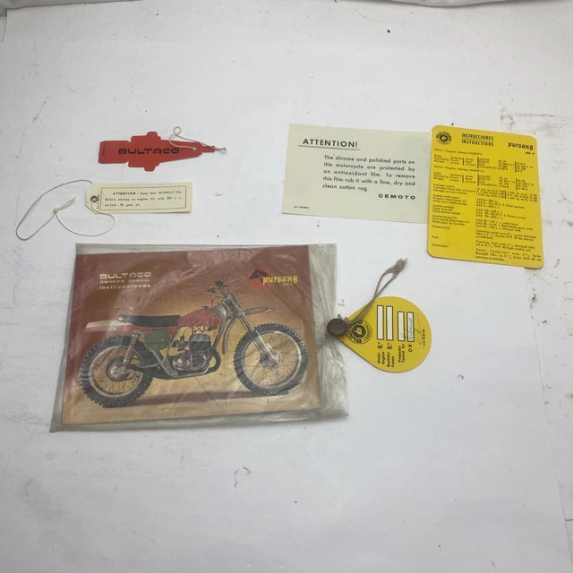 Owners Manual, Supplements & Delivery Tags Bultaco Pursang Mk 4 Literature ORIG