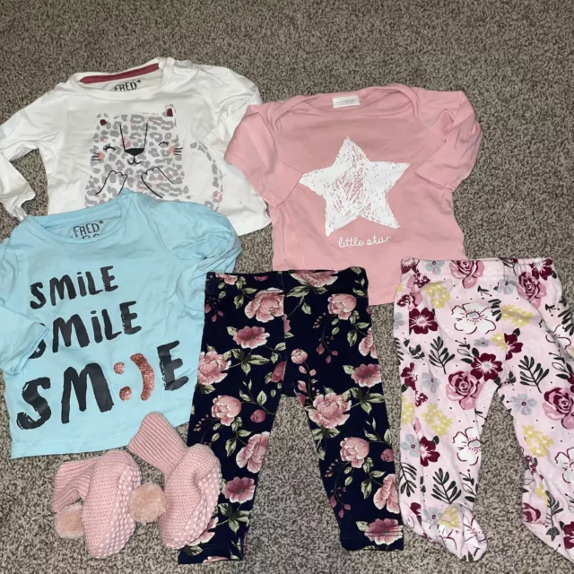 Pacchetto 6 pezzi bambine, top, leggings e stivali 0-3 mesi