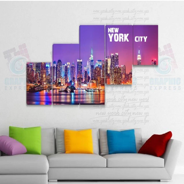 Affiche Manhattan De Nuit Décoration Murale New York Skyline Voir Les