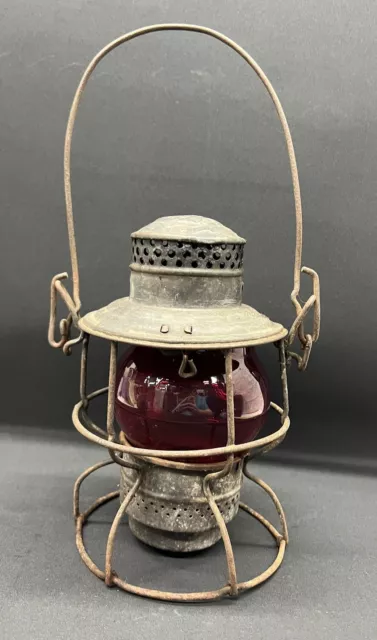 Antique Adams Westlake Antique Red Adlake Kero Globe RF&P Railroad Lantern