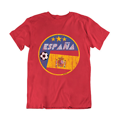 T-shirt calcio ESPANA 2022 Retro Circle, adulti bambini o neonati, Coppa del Mondo SPAGNA