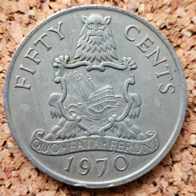 🧭 🇧🇲 BERMUDA 50 cents, 1970. High grade!