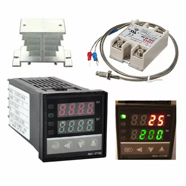 100-240V Digital PID Temperature Controller Thermostat REX-C100 Thermocouple 2