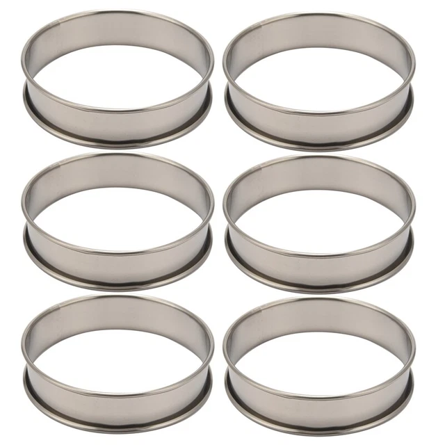 1 Juego de 6 Anillos Redondos Muffin de Acero Inoxidable con Doble Engarce, y Langlebi Y5P2