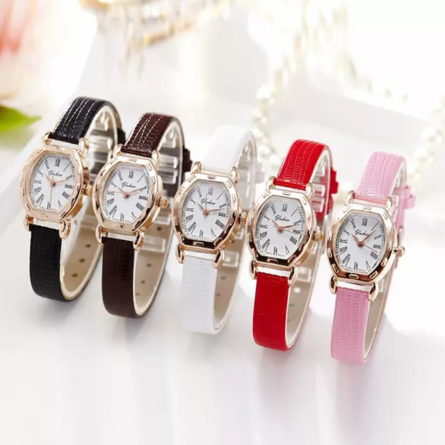 fr PU Leather Female Watch 5 Color Women Analog Wristwatch Hand Worn Timer for G