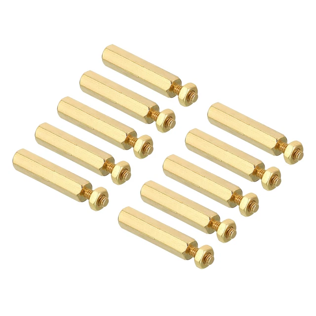 20mm+6mm M2.5 Standoff Screws 40 Pack Brass Hex PCB Standoffs Nuts Gold Tone