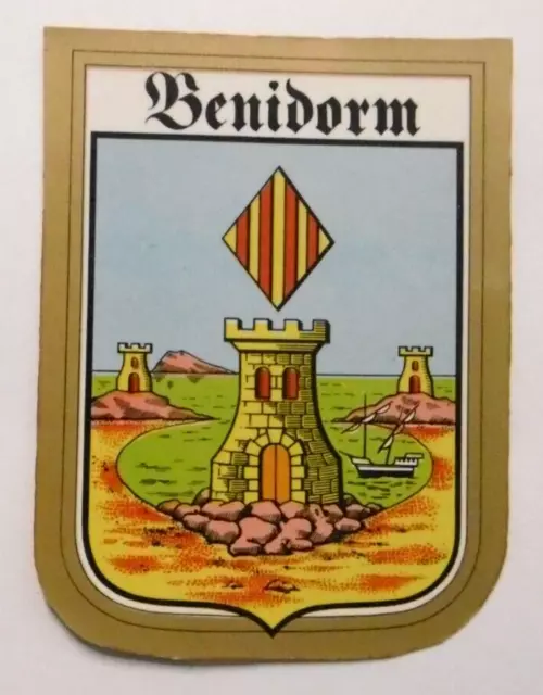 Souvenir-Aufkleber Benidorm Stadt-Wappen Costa Blanca Alicante Spain 80er