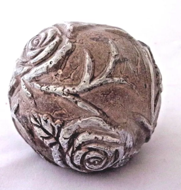 Latex rose garden ball mold concrete plaster mould  3"W x 2.5"H