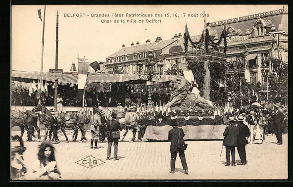 CPA Belfort, Grandes Fetes Patriotiques Aout 1919, Char de la Ville de Belfort