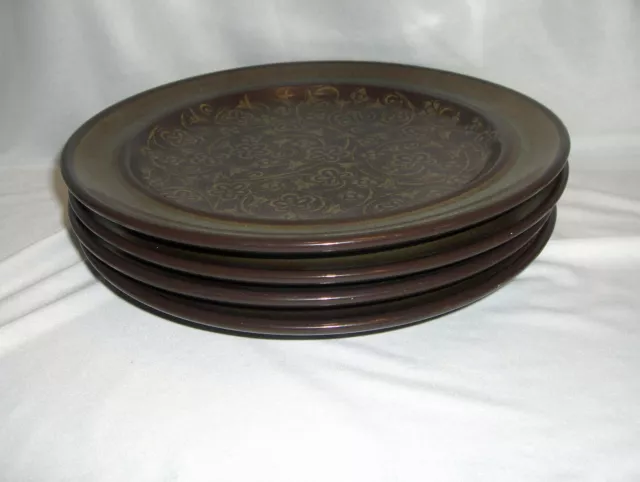 4 Vintage Dinner Plates Franciscan China Pottery Brown Madeira California NICE