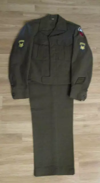 AUTHENTIC Korean War era military Eisenhower style jacket + pants-1st Army/SP 6