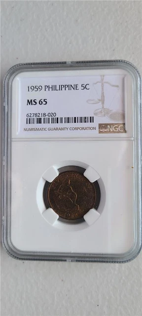 Philippines 5 Centavos 1959 NGC MS 65