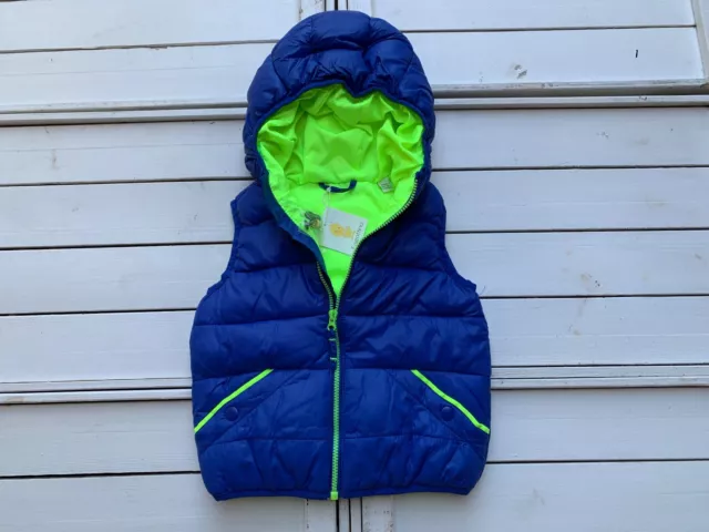 Piumino Smanicato Bambino Ovs Kids 12-18 Mesi 80Cm Con Cappuccio Blu Fluo Nuovo