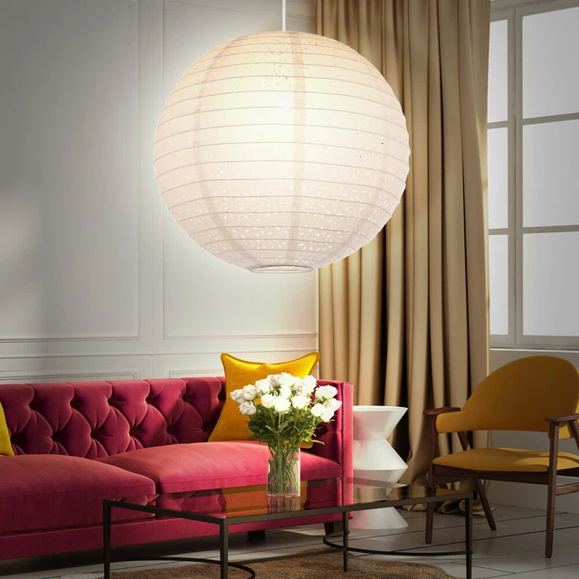 Pendel Leuchte Gästezimmer Kugel Papier Lampenschirm Decken Lampe Stanzung weiß
