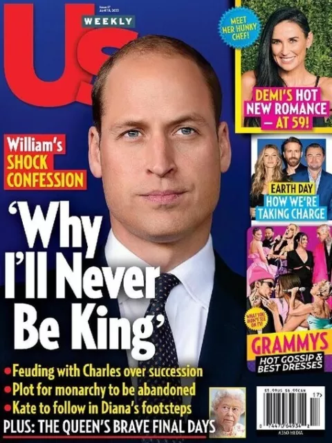 UK Us Weekly Magazine, Prince William, Charles, Queen Elizabeth, Royalty 18.4.22