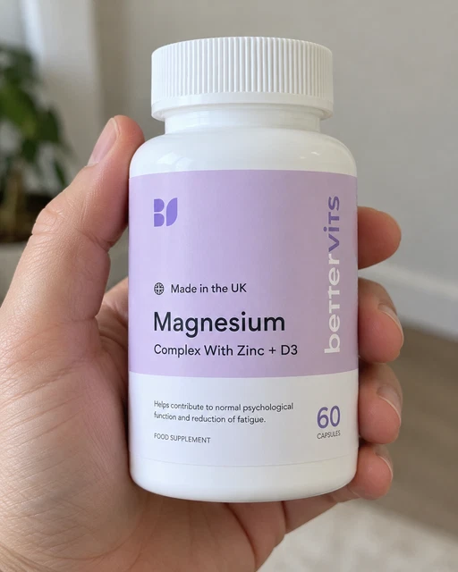 Vit Cap Italian BETTERVITS MAGNESIUM GLYCINATE Complex Citrate, Zinc & Vitamin-D3 60 ...